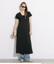 楊柳紋理 後綁帶V領連衣裙(Shirred back ribbon dress )