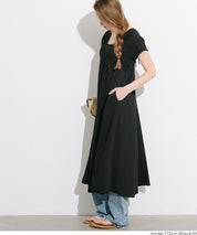 楊柳紋理 後綁帶V領連衣裙(Shirred back ribbon dress )