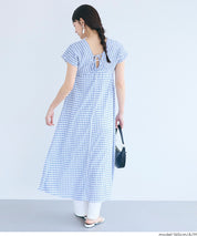 楊柳紋理 後綁帶V領連衣裙(Shirred back ribbon dress )