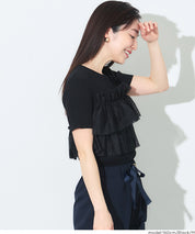 日系蕾絲造型短袖針織上衣 (Frill knit top)