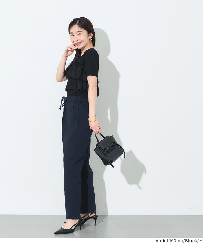 日系蕾絲造型短袖針織上衣 (Frill knit top)