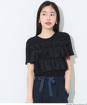 日系蕾絲造型短袖針織上衣 (Frill knit top)