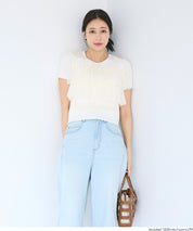 日系蕾絲造型短袖針織上衣 (Frill knit top)