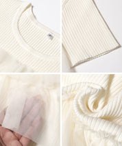 日系蕾絲造型短袖針織上衣 (Frill knit top)