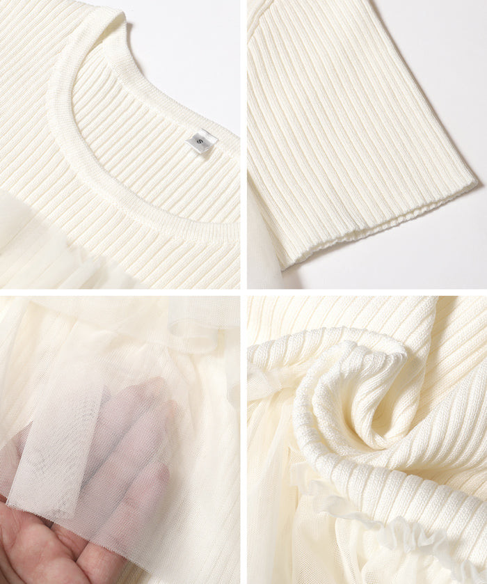 日系蕾絲造型短袖針織上衣 (Frill knit top)
