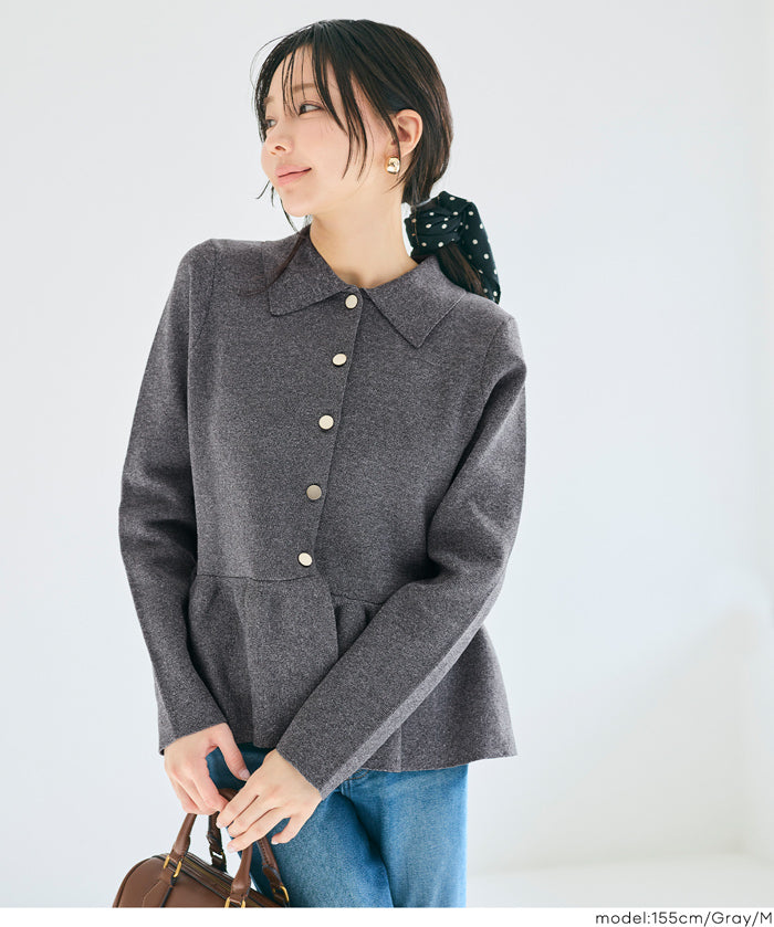 Cute Japanese Style Long-Sleeved Babydoll Top with Gold Buttons 