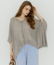 寬鬆蝙蝠袖休閒針織開衫 (Big Poncho Cardigan)