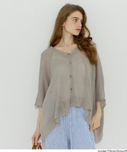 寬鬆蝙蝠袖休閒針織開衫 (Big Poncho Cardigan)