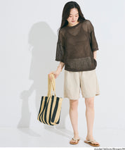 五分袖鏤空針織上衣(Mesh Knit )