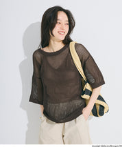 五分袖鏤空針織上衣(Mesh Knit )