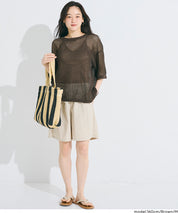 五分袖鏤空針織上衣(Mesh Knit )