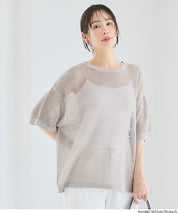 五分袖鏤空針織上衣(Mesh Knit )