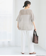 五分袖鏤空針織上衣(Mesh Knit )