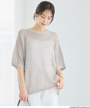 五分袖鏤空針織上衣(Mesh Knit )
