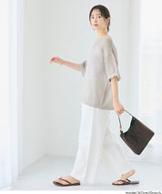五分袖鏤空針織上衣(Mesh Knit )