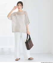 五分袖鏤空針織上衣(Mesh Knit )