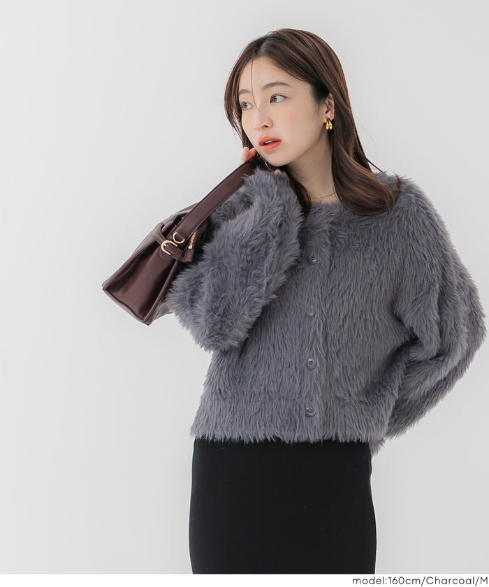 軟軟毛絨圓領長袖針織衫