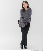 Soft and fluffy round neck long-sleeved knit sweater 