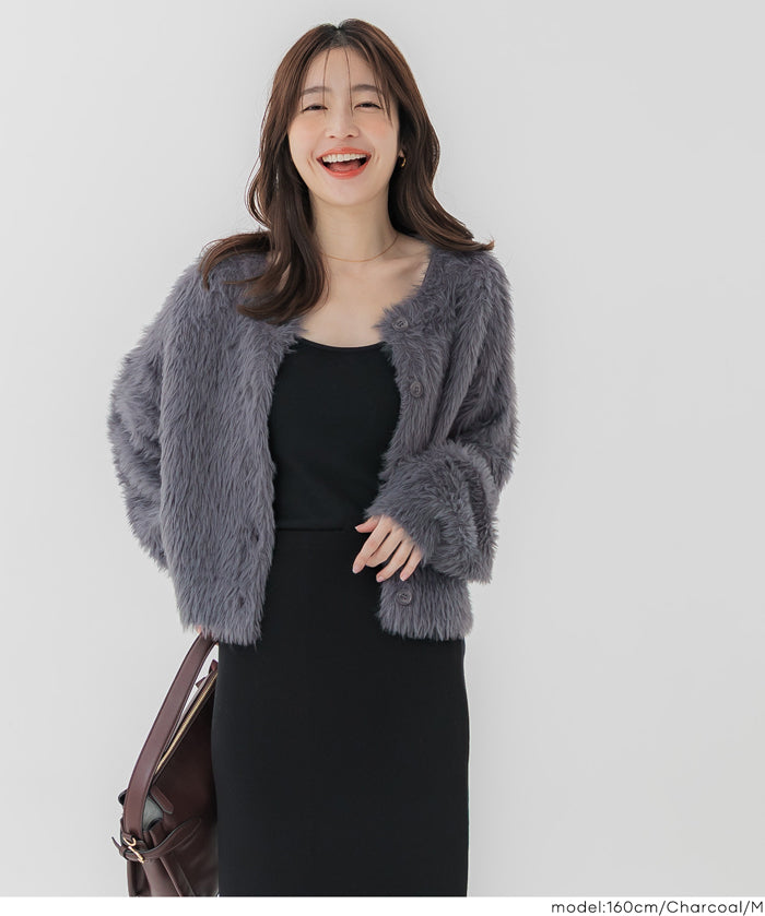 Soft and fluffy round neck long-sleeved knit sweater 