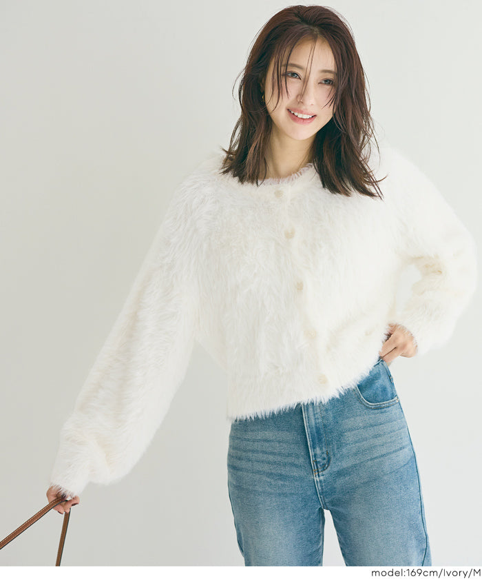 軟軟毛絨圓領長袖針織衫