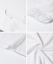 童裝造型法式袖LOGO短袖上衣