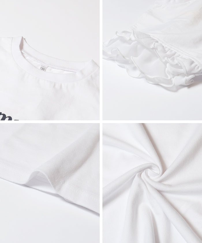 童裝造型法式袖LOGO短袖上衣