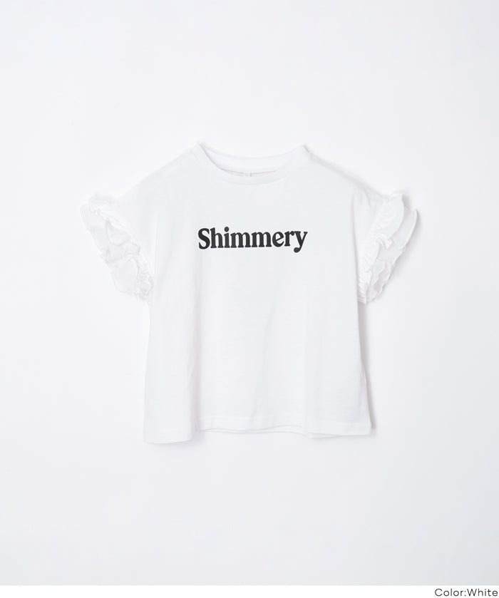 童裝造型法式袖LOGO短袖上衣