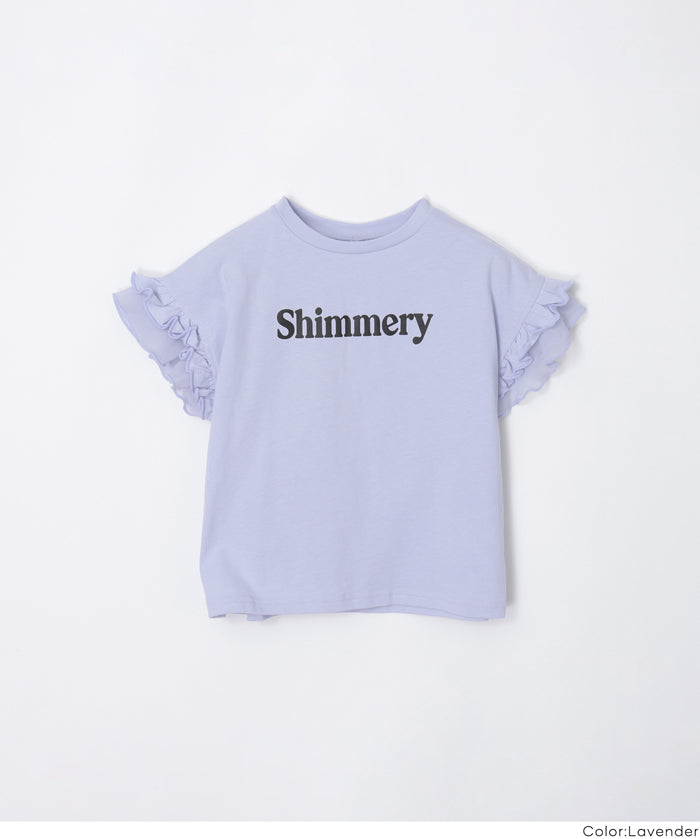 童裝造型法式袖LOGO短袖上衣