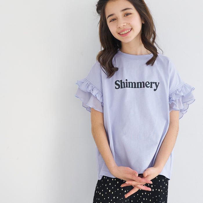 童裝造型法式袖LOGO短袖上衣