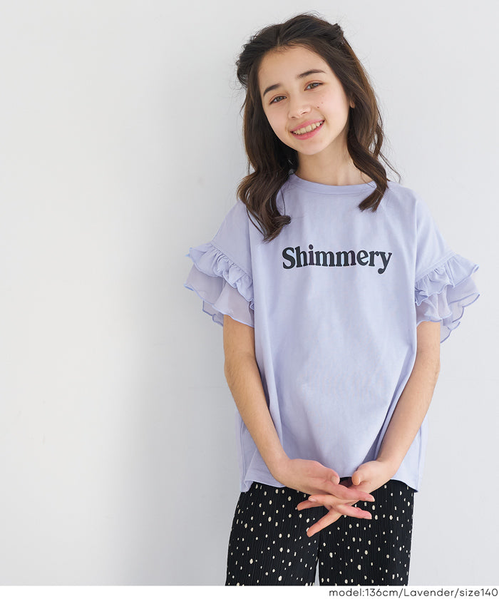 童裝造型法式袖LOGO短袖上衣