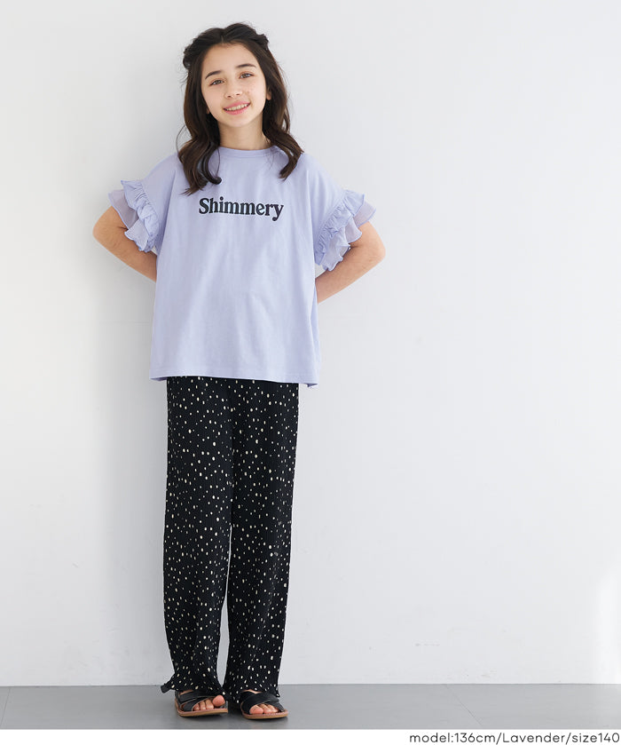 童裝造型法式袖LOGO短袖上衣