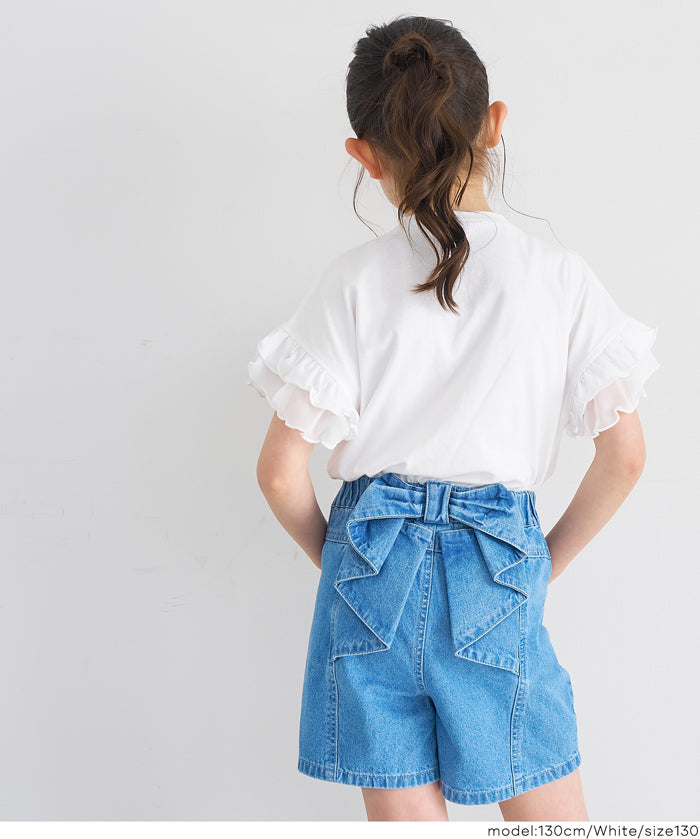 童裝造型法式袖LOGO短袖上衣