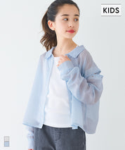 童裝日系設計感透膚長袖襯衫