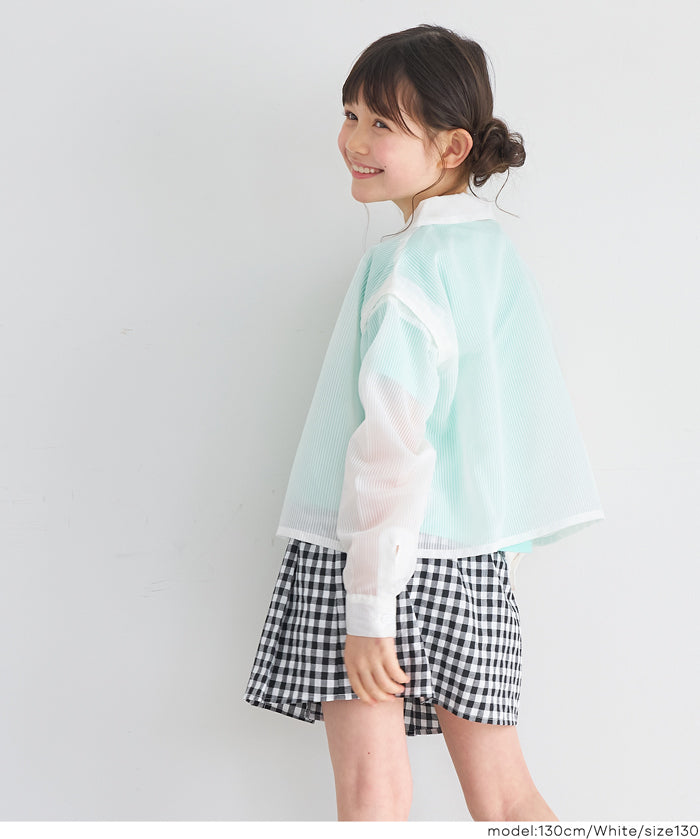 童裝日系設計感透膚長袖襯衫