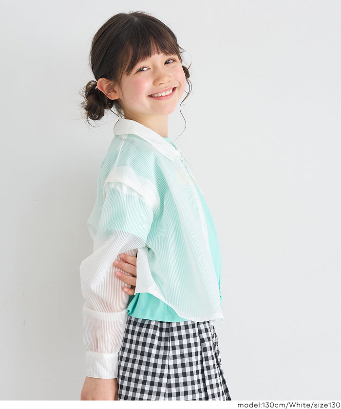 童裝日系設計感透膚長袖襯衫