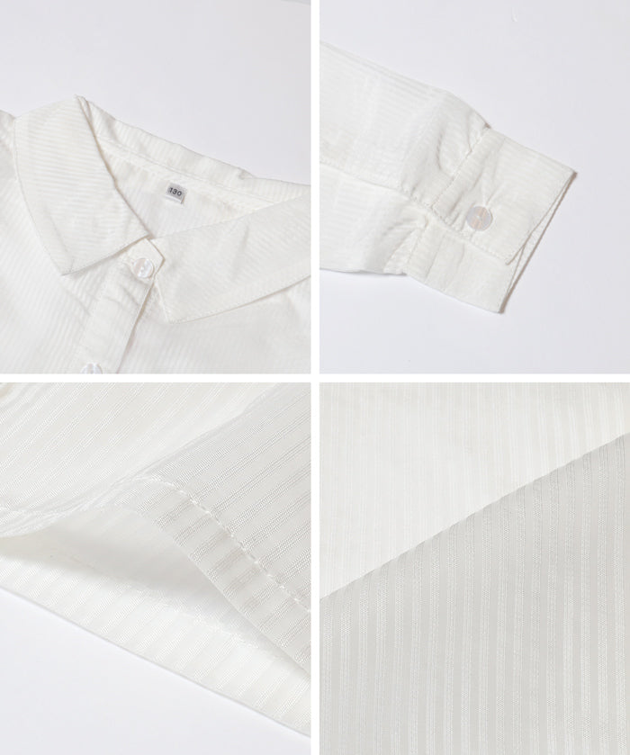 童裝日系設計感透膚長袖襯衫