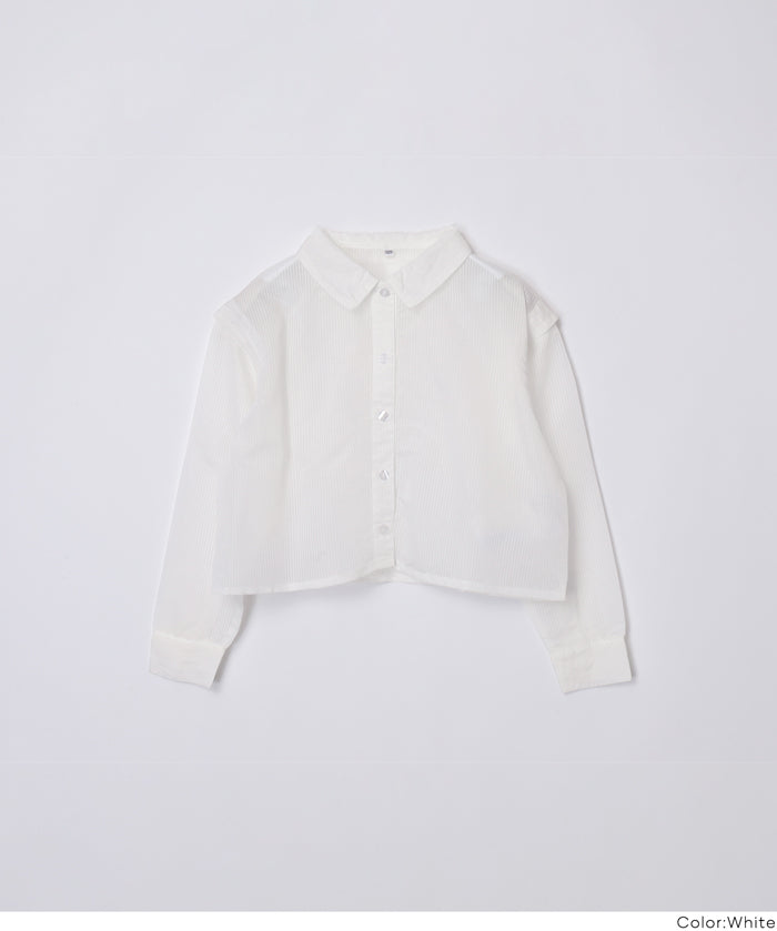 童裝日系設計感透膚長袖襯衫