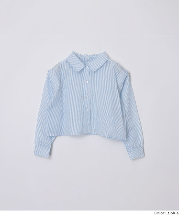 童裝日系設計感透膚長袖襯衫