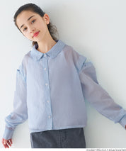 童裝日系設計感透膚長袖襯衫