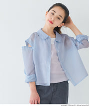 童裝日系設計感透膚長袖襯衫