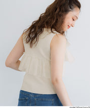 日系蕾絲拼接無袖針織上衣 (Sleeveless frill knit top)