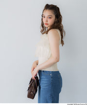 日系蕾絲拼接無袖針織上衣 (Sleeveless frill knit top)