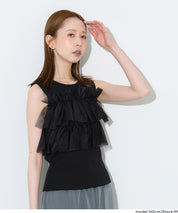 日系蕾絲拼接無袖針織上衣 (Sleeveless frill knit top)