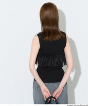 日系蕾絲拼接無袖針織上衣 (Sleeveless frill knit top)