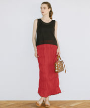 甜美皺褶造型彈性直筒長裙 (Stretch Shirred I-Line Skirt)