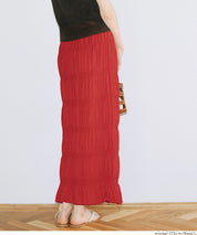 甜美皺褶造型彈性直筒長裙 (Stretch Shirred I-Line Skirt)