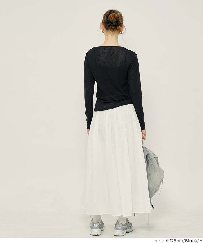 透膚彈性薄長袖上衣