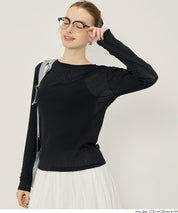 透膚彈性薄長袖上衣