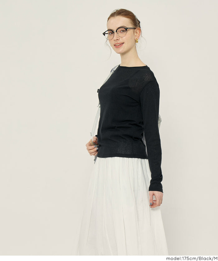 透膚彈性薄長袖上衣