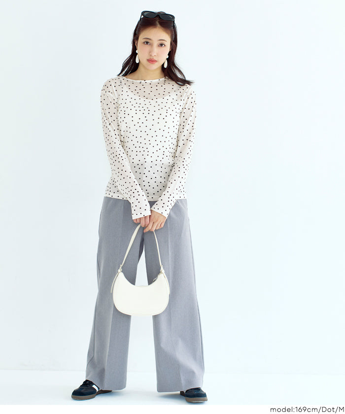 透膚彈性薄長袖上衣